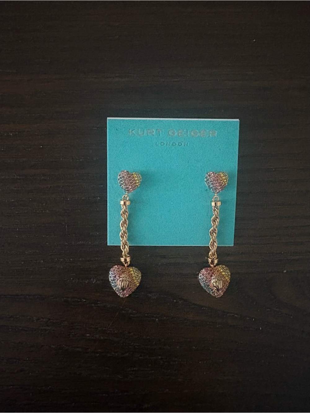 NEW Kurt Geiger Multicolor Heart Drop Earrings